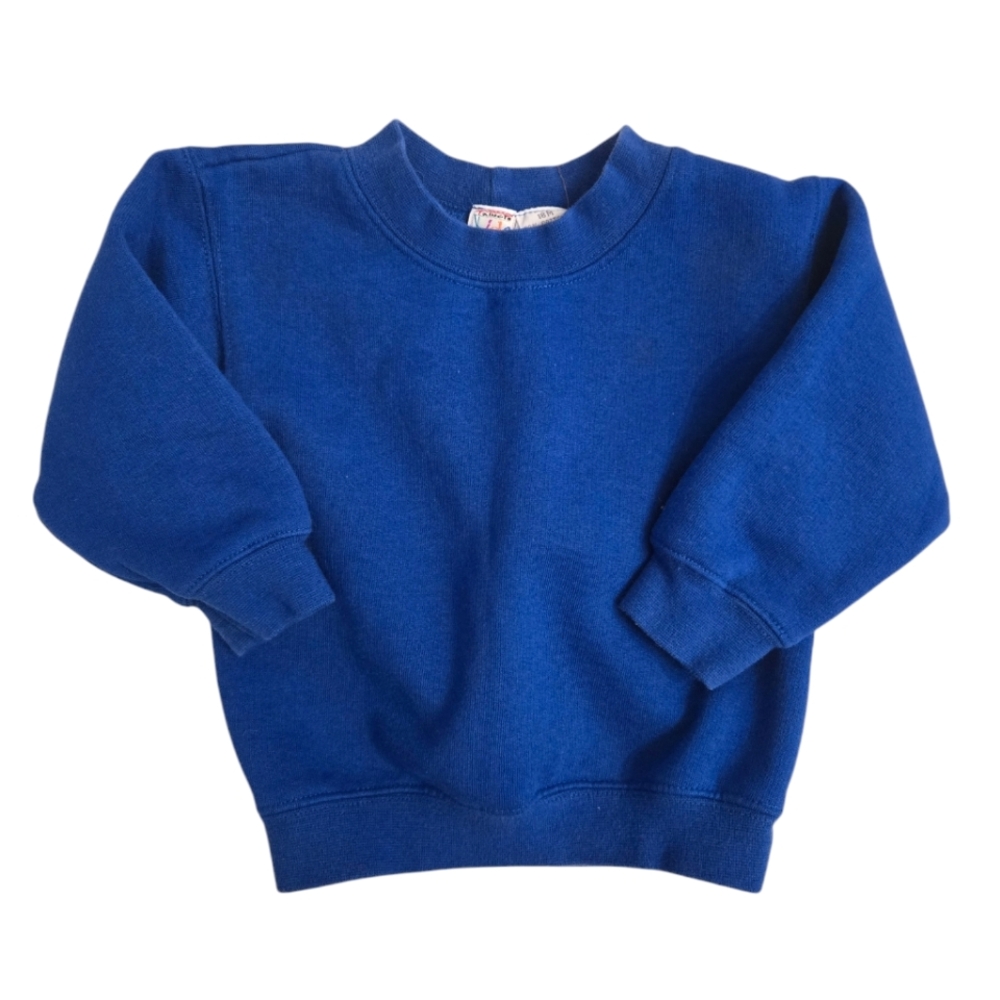 Vintage 1990s Y2k Talbots Kids solid blue crew neck sweatshirt